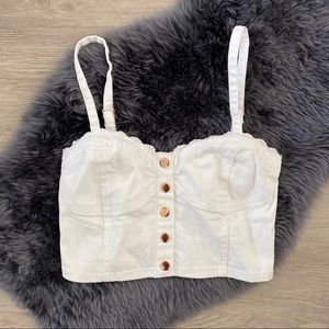 SOLD // White Denim Crop Top